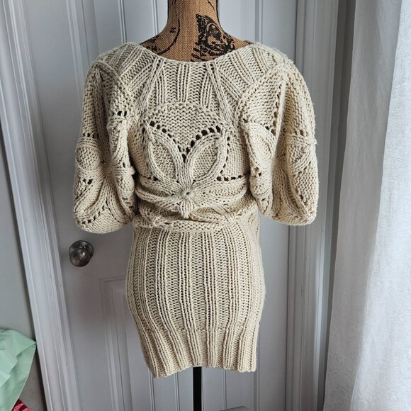Boho Knitted Cream Dress Size Small - Picture 5 of 9